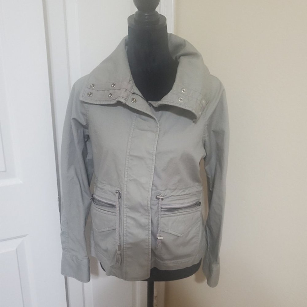 Tommy Hilfiger  Jacket Khaki Zip Button Down Pockets Drawstring